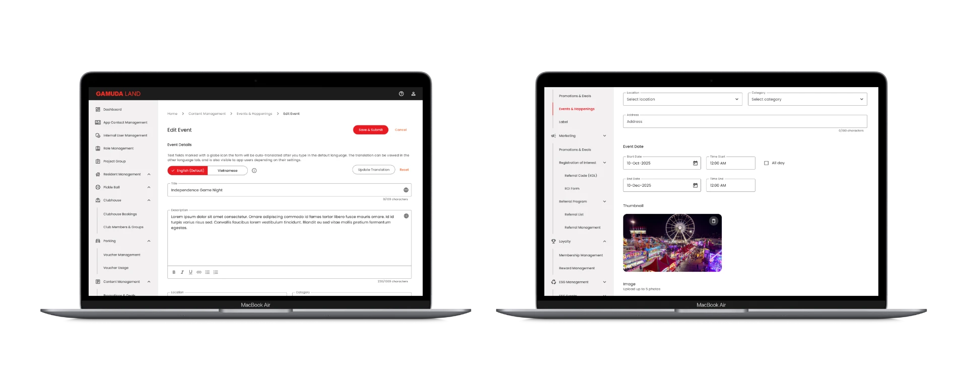 Events & Happenings — Admin: event creation/edit form